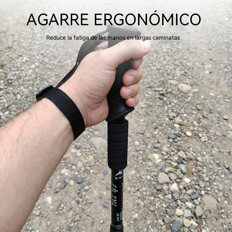 Bastón de trekking ajustable de aleación de aluminio: duradero, con absorción de impactos y ligero
