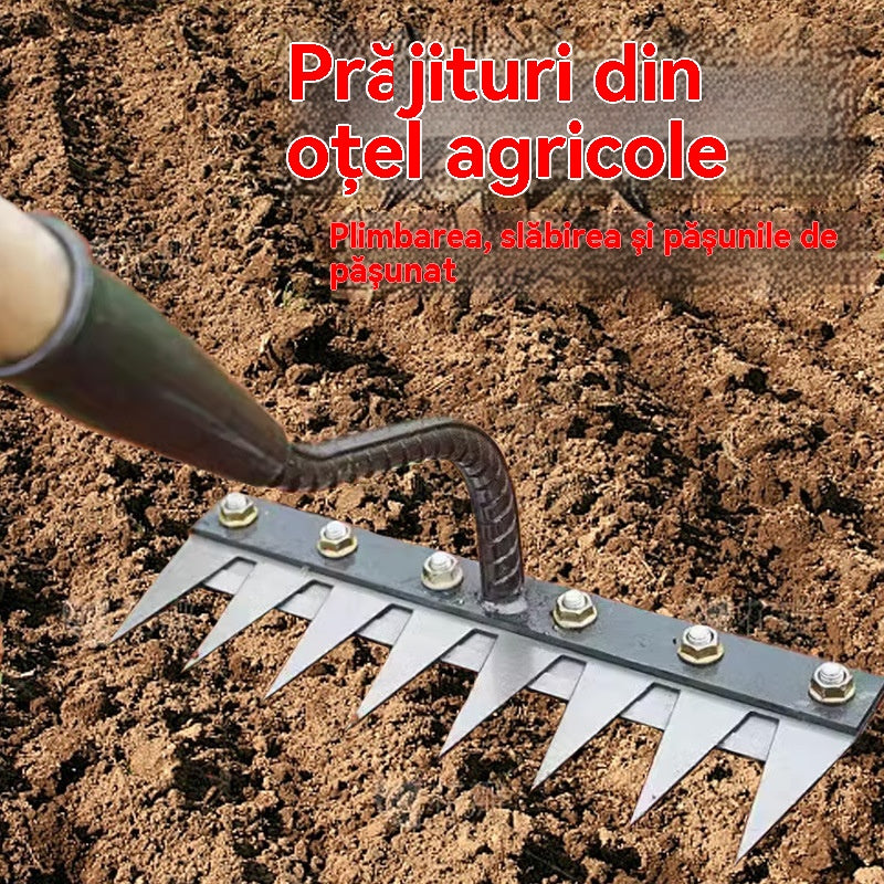 ⛏️🌱Artefacto de deshierbe con azada para excavar en agricultura, cultivo de hortalizas, herramienta para aflojar el suelo, rastrillo de acero feroz, rastrillo de clavos