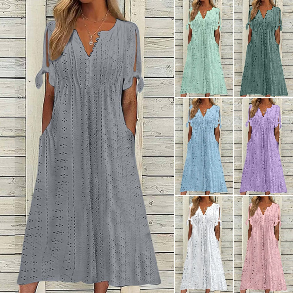 【🏆Producto de Venta Caliente】👗Vestido de color sólido simple y elegante