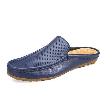 ✨【Korlátozott mennyiség】👞【39-45】Új stílusú, kényelmes és légáteresztő valódi bőrből készült, kézzel készített férfi papucs_4272889
