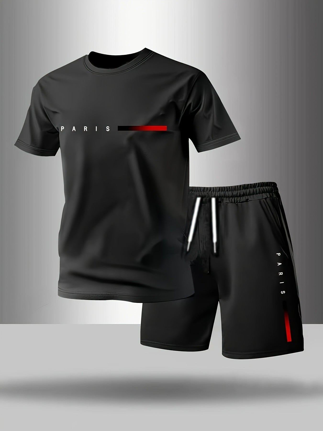 【Pago contra entrega】Conjunto deportivo de verano de 2 piezas para hombre: cómoda camiseta de manga corta y pantalones cortos para el día a día y el hogar.