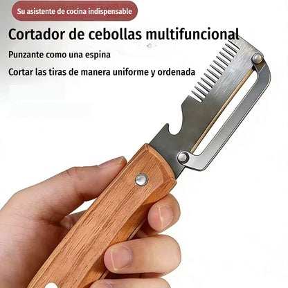 ✅【Compra 1 lleva 1 gratis】🧅🔪 Pelador de cocina multifuncional 3 en 1: ¡Pela, corta y abre tapones de botellas! 🔥