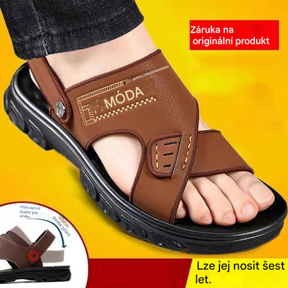 🐂【50% sleva】【38-47】Nové pánské kožené plážové sandály s tlustou podrážkou_4312856