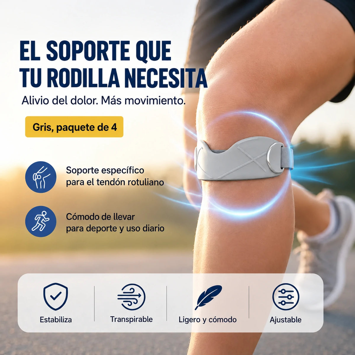 【2 pares (4 unidades)】🏃‍♀️ Rodillera deportiva con soporte cómodo y seguro