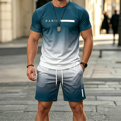 ✨【Pago contra entrega】Conjunto deportivo de verano de 2 piezas para hombre: cómoda camiseta de manga corta y pantalones cortos para el día a día y para estar en casa.