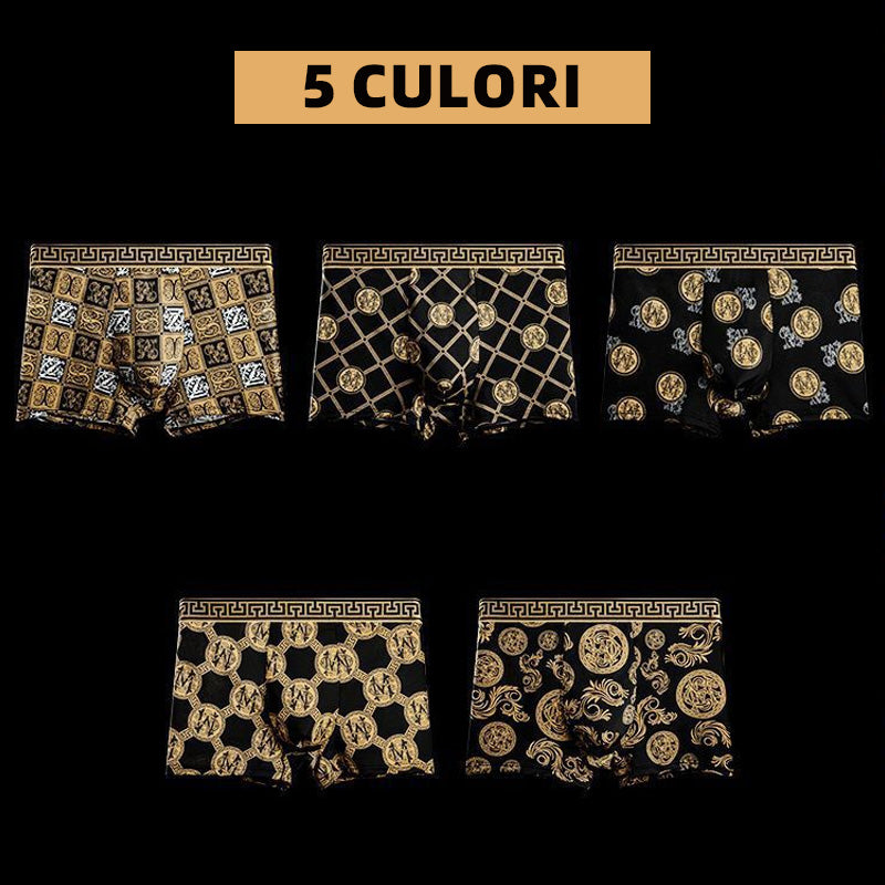 🚹✅【1 juego de 5 piezas】💥Ropa interior para hombre hecha de material de fibra de hielo transpirable, cómoda y sin costuras, disponible en tallas grandes, estampado de moda【40-140 kg】