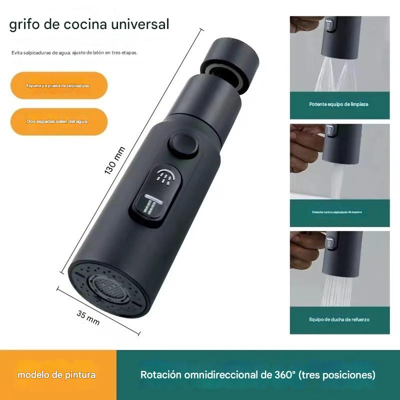 🔥💦 Grifo de cocina universal con filtro | A prueba de salpicaduras y con amplificador de presión_4212344