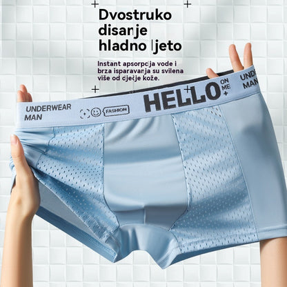 ⏰⏰【6 kusů】Nový styl, pohodlné a prodyšné, síťované, ledové hedvábné boxerky velké velikosti