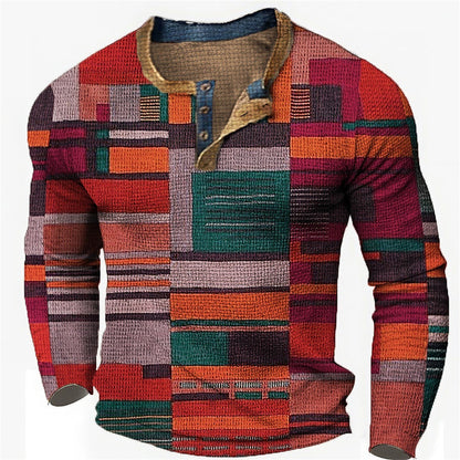 🌴🌈【S-4XL】👔😍 Nueva colección de camisas para hombre con estampado, de manga larga, estilo relajado Henry, disponibles en varios colores.