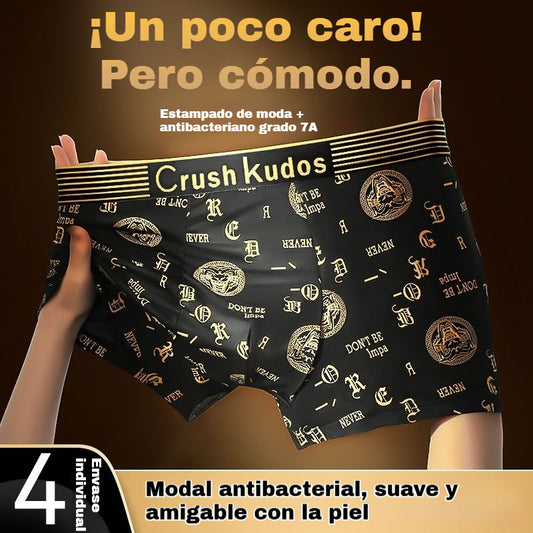 🔥【Compre 4 y obtenga 4 gratis】🚹✅💥【40-140 kg】Ropa interior de seda de hielo transpirable para hombre, ropa interior cómoda sin costuras, talla grande, estampado de moda_4211394