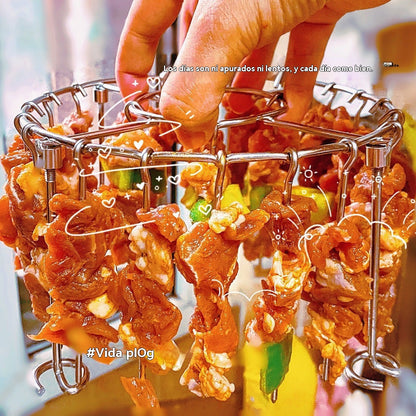 🍖🍗Parrilla de acero inoxidable 304 con 24 brochetas para horno freidora de aire