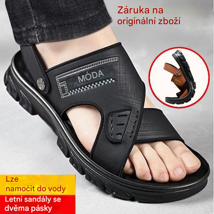 🐂【50% sleva】【38-47】Nové pánské kožené plážové sandály s tlustou podrážkou_4312856