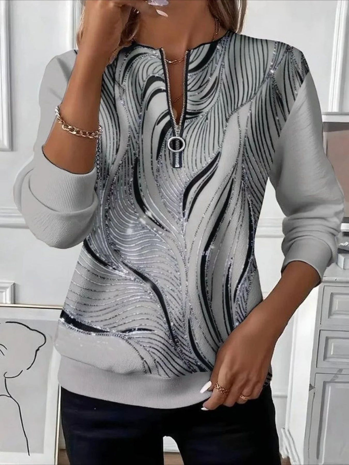 🌺🔥【S-5XL】Camisa de manga larga estampada para mujer - Estilo casual