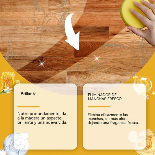 Spray abrillantador de madera con cera de abeja de 120 ml (incluye esponja y toalla) para el cuidado de los muebles, la prevención de grietas y la protección de la pintura.