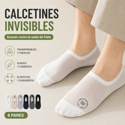 🧦Paquete de 6 pares🧦 Calcetines invisibles para hombre: ¡Frescos, antideslizantes, transpirables y aptos para todas las estaciones!