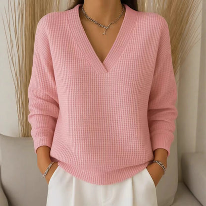 🔥Oferta especial de otoño【S-3XL】2026 Elegante y cómoda blusa de punto con cuello en V para mujer
