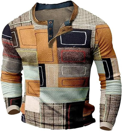 🎁😍[Korlátozott ideig kapható] 👔[S-4XL] Férfi hosszú ujjú mintás póló