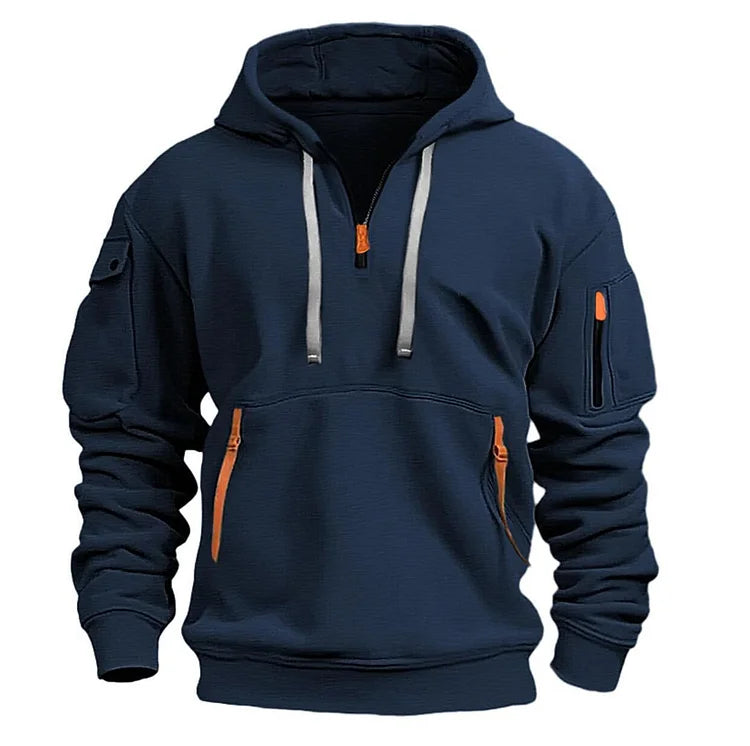 🔥💥【S-5XL】 Pánská mikina na zip s mnoha kapsami-3780670