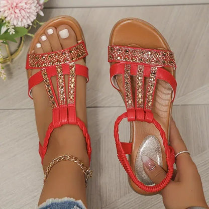 🌟【¡Liquidación de temporada!】👡[34-43] Verano 2024 Nuevas sandalias de cuña con diamantes de imitación para mujer