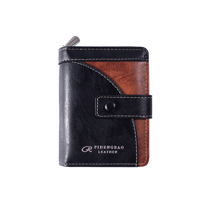 🔥🔥【Disponible en 3 colores】 Cartera de hombre de cuero genuino estilo retro, hecha a mano, con cremallera y ranura para varias tarjetas.