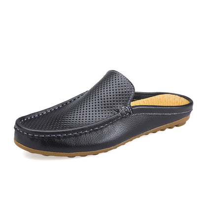 ✨【Korlátozott mennyiség】👞【39-45】Új stílusú, kényelmes és légáteresztő valódi bőrből készült, kézzel készített férfi papucs_4272889