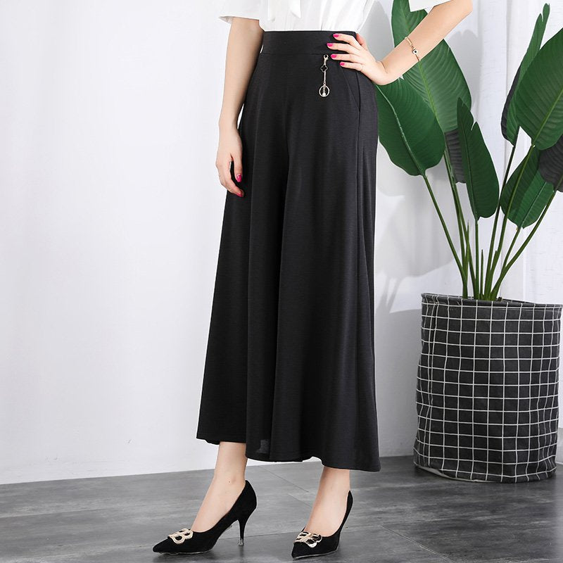 ❤️【Kupte 1 a získejte 1 zdarma】❤️【M-5XL】 2025 Nové dámské letní kalhoty s širokými nohavičkami, ledové hedvábné, kotníkové