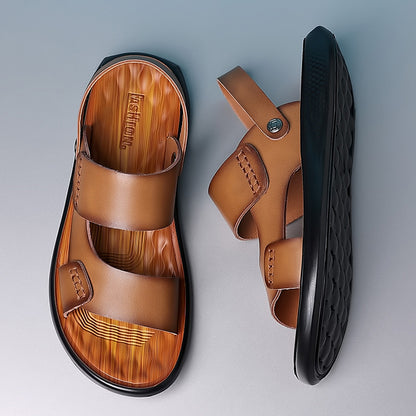 🐂【38-44】Sandalias de cuero genuino para hombre, ideales para la playa en verano .