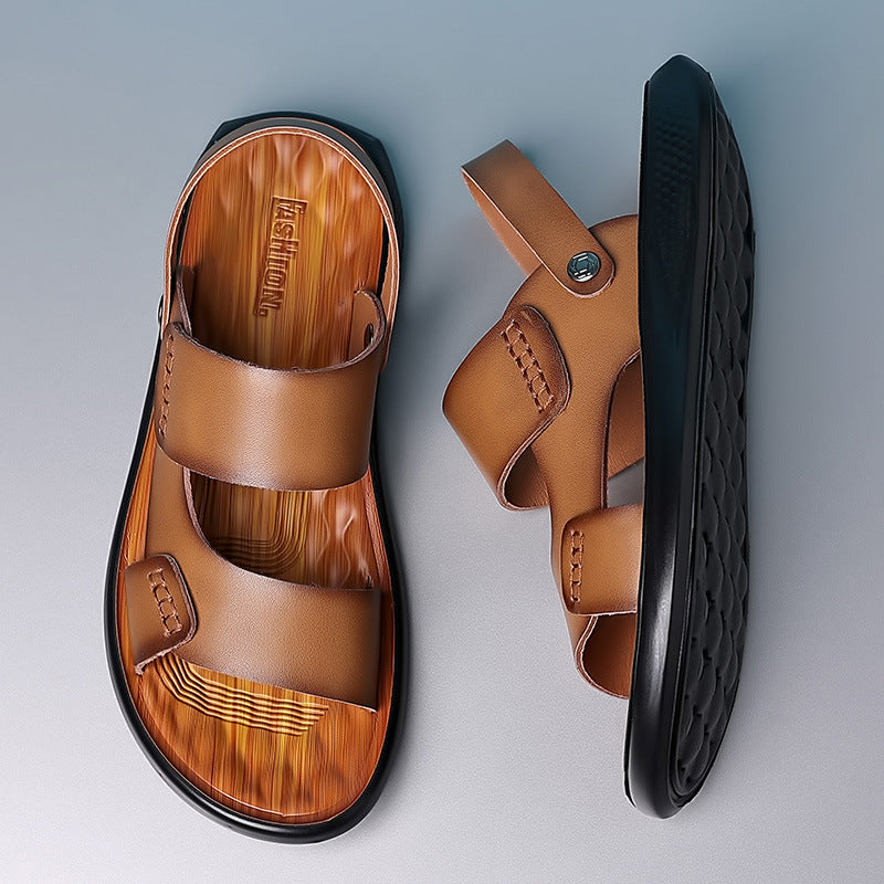 🐂【38-44】Sandalias de cuero genuino para hombre, ideales para la playa en verano .