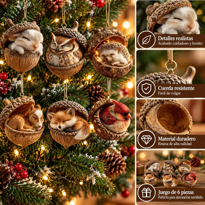 🔥【Compra 6, llévate 6 gratis】🐿️🦉Adorno de animales del bosque para el árbol de Navidad