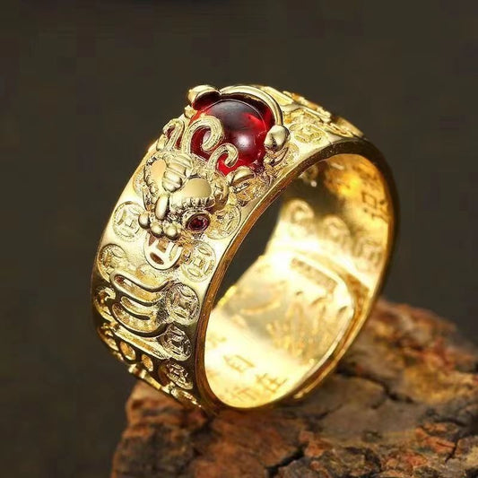 🔥💖Anillo de plata 999, estilo retro unisex con amuleto de la suerte Pixiu, fuerte y de moda._4247208
