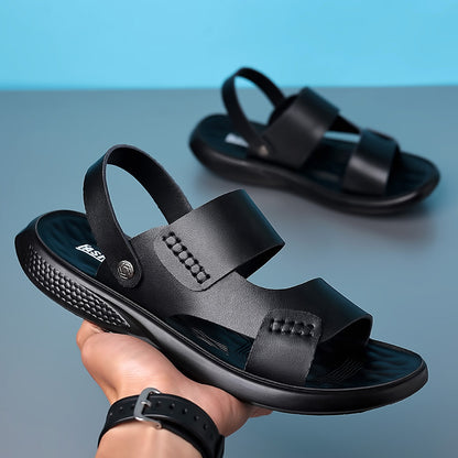 🐂【38-44】Sandalias de cuero genuino para hombre, ideales para la playa en verano .