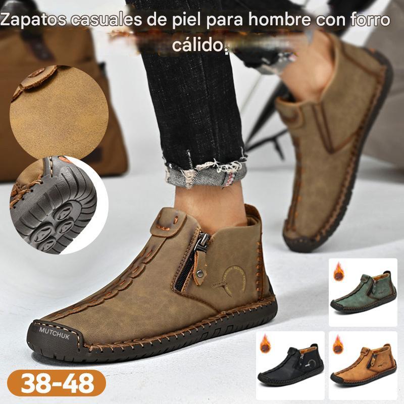 🥾Botas Martens para hombre hechas totalmente a mano con cuero genuino (tallas 38-48), con forro de felpa y cremallera – cálidas, cómodas y elegantes, ideales para el invierno.4161751