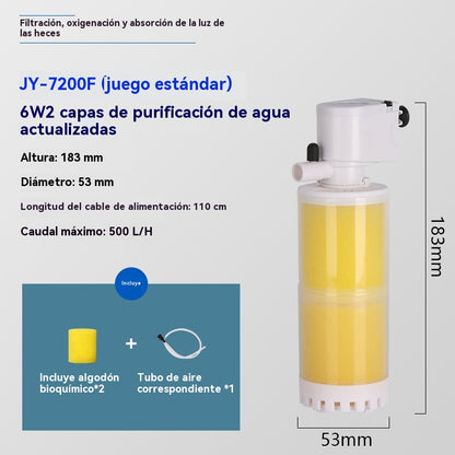 🐟Sistema de circulación de agua de acuario con filtro 3 en 1, funcionamiento silencioso.
