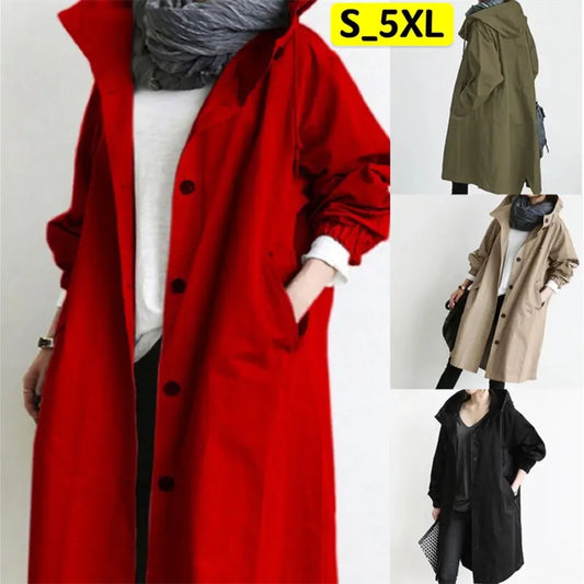 【S-5XL】Nuevo abrigo cortavientos de manga larga de moda diaria para mujer